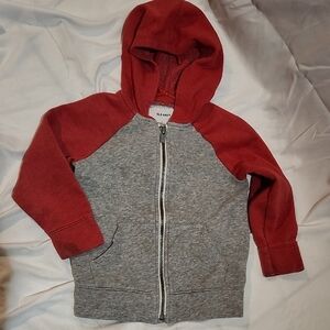 Old Navy Red and Gray Zip-Up Hoodie Sweatshirt